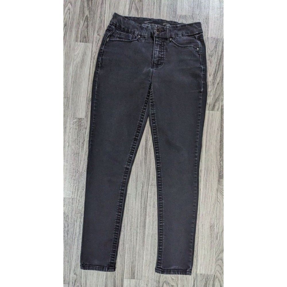 Seven 7 Womens Size 6 Embroidered Pockets Black Denim Jeans